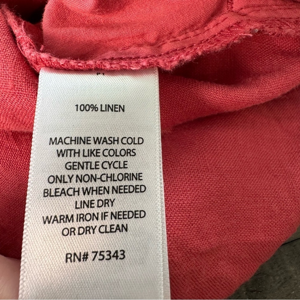 Willi Smith Coral 100% Linen Skirt Size Large Pockets Drawstring Waist - Picture 6 of 9